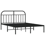 vidaXL Cadre de lit métal avec tête de lit noir 140x200 cm
