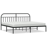 vidaXL Cadre de lit métal avec tête de lit noir 193x203 cm