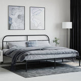 vidaXL Cadre de lit métal avec tête de lit noir 193x203 cm