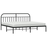 vidaXL Cadre de lit métal avec tête de lit noir 193x203 cm