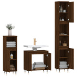 vidaXL Ensemble d'armoires de salle de bain 3 pcs chêne marron