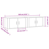 vidaXL Meubles TV muraux 2 pcs noir 57x34,5x40 cm