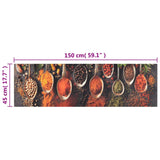 vidaXL Tapis de cuisine lavable impression cuillère épices 45x150 cm