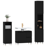 vidaXL Ensemble de meubles salle de bain 3 pcs noir bois d'ingénierie