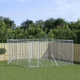 vidaXL Chenil d'extérieur pour chiens argenté 4x4x2 m acier galvanisé