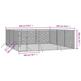 vidaXL Chenil d'extérieur pour chiens argenté 6x6x2 m acier galvanisé