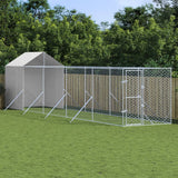 vidaXL Chenil d'extérieur pour chiens avec toit argenté 2x10x2,5 m