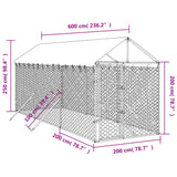 vidaXL Chenil d'extérieur pour chiens avec toit argenté 2x6x2,5 m