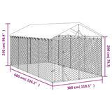 vidaXL Chenil d'extérieur pour chiens avec toit argenté 3x6x2,5 m
