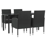 vidaXL Ensemble à manger de jardin 5 pcs noir résine tressée et acier