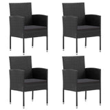 vidaXL Ensemble à manger de jardin 5 pcs noir résine tressée et acier